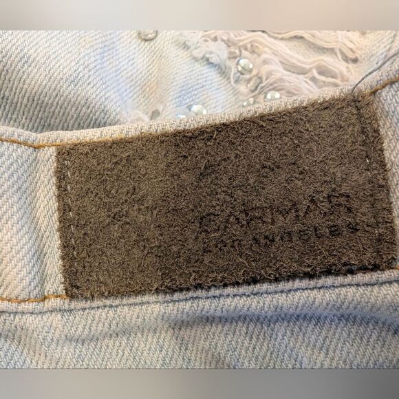 Carmar rhinestone star denim jeans Cut Off Ripped Distressed July shorts Size 26 - Picture 11 of 12